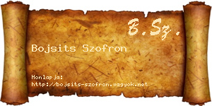 Bojsits Szofron névjegykártya